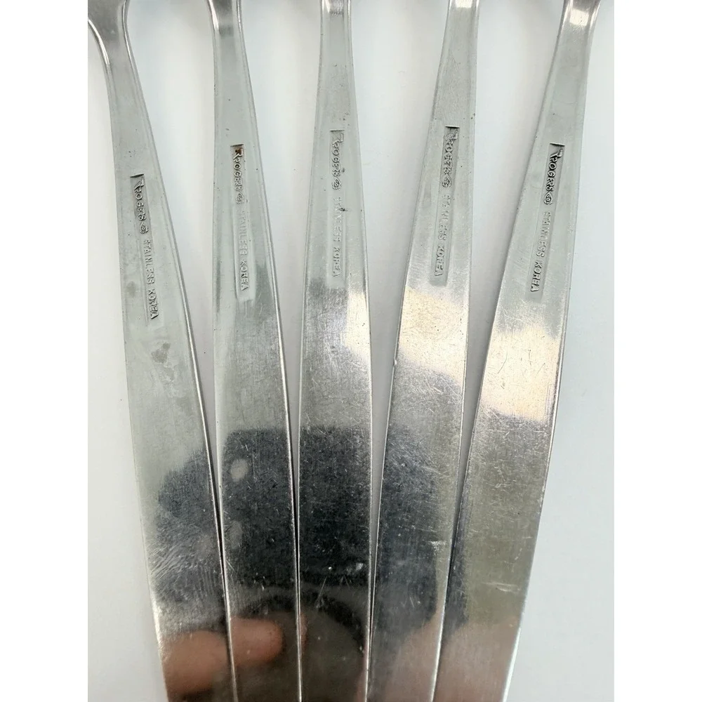 Stanley Roberts La Spana Stainless Embossed Flowers Lot of 5 Dinner Forks
